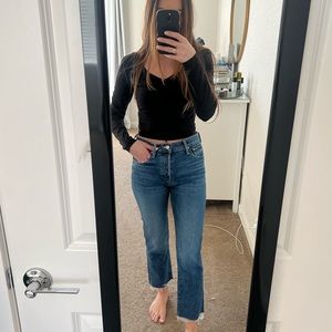 MOTHER There Scraper Cuff Ankle Fray in Running with Scissors